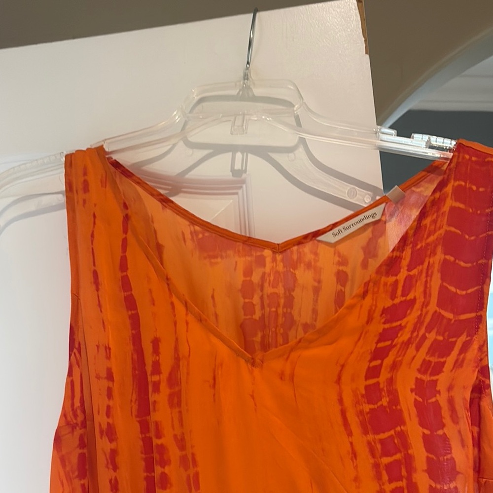 Soft Surroundings Orange and Gold Dress